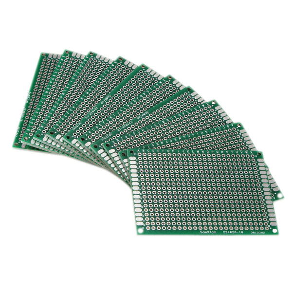 10pcs Double Side 5x7cm PCB Strip board Printed Circuit Prototype Track