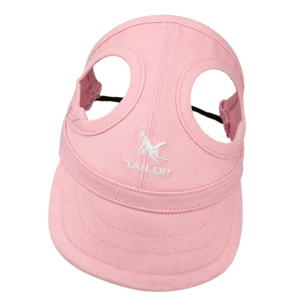 Baseball Hat Sun-shading Bucket Cap with Ear Holes For Dogs Pet Cats Pink XL