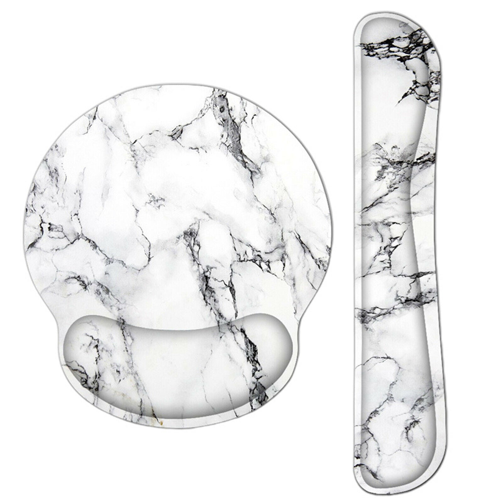 Ergonomic Mouse Pad Set Guard for Computers Gaming Office Use White Marble