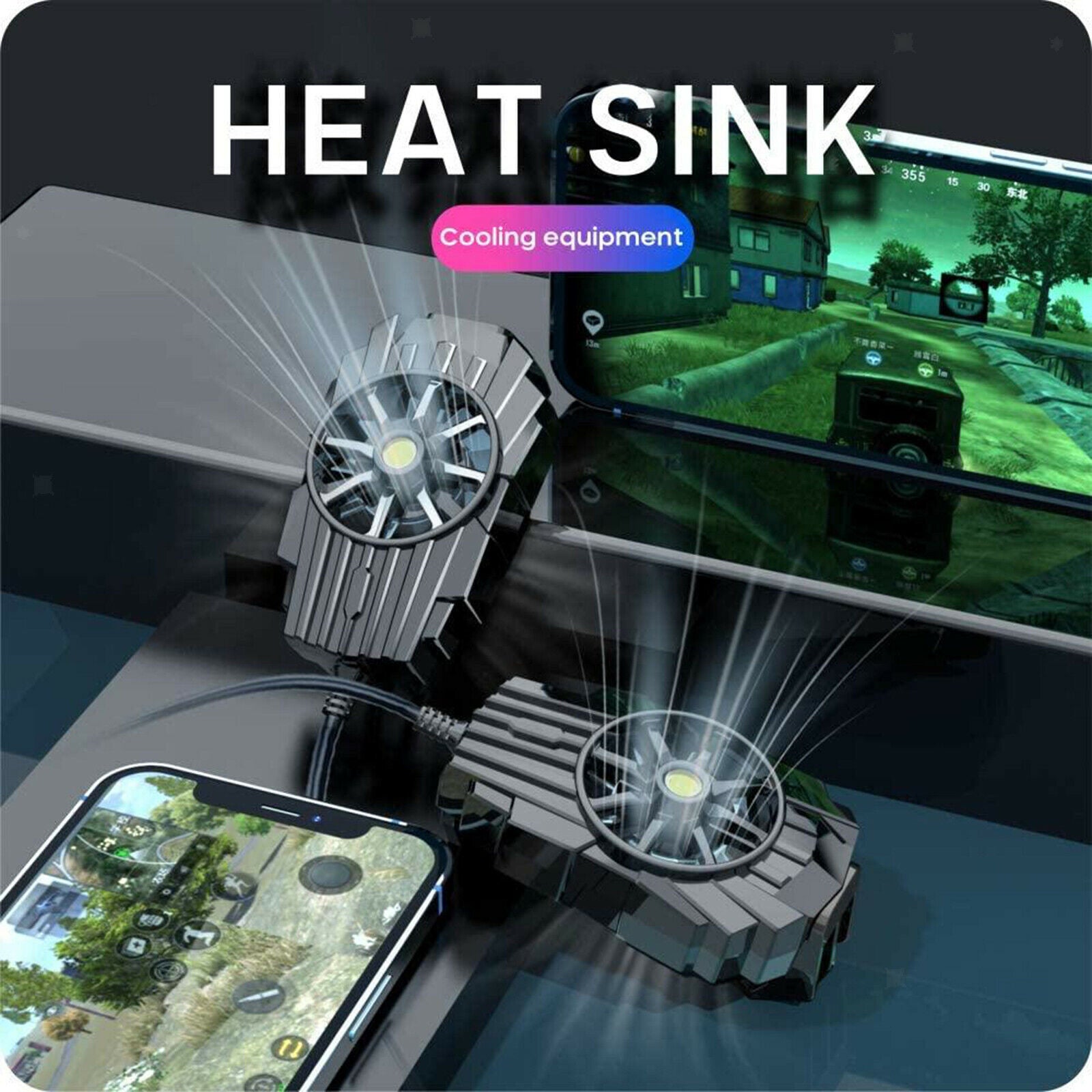 Cell Phone Cooler Phone Cooling Fan Game Radiator For Cellphone 4.7"-7.5