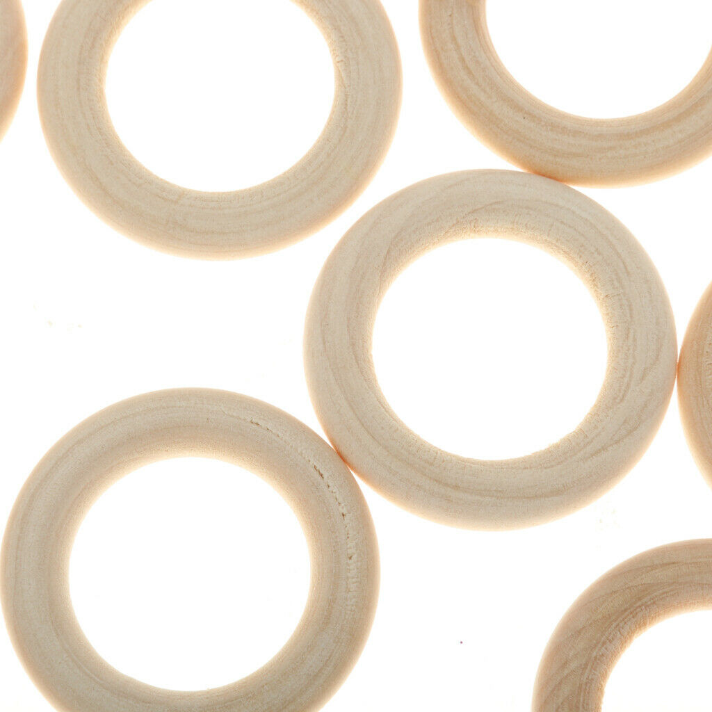 20 Mini Natural Wood Loop Blank Wooden Ring Scrapbooking Jewelry Findings 3.5cm