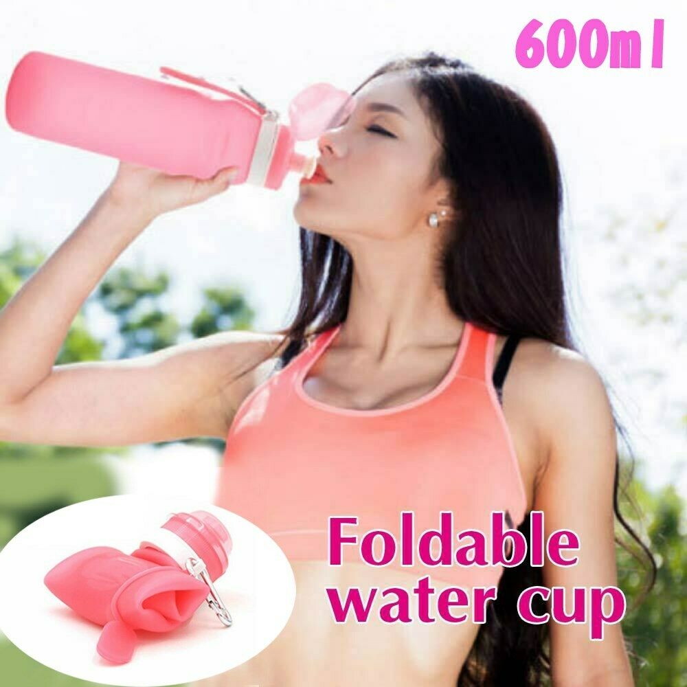 Silicone Water Bottle Portable Folding Leakproof Sport Outdoor Travel P6 BS5