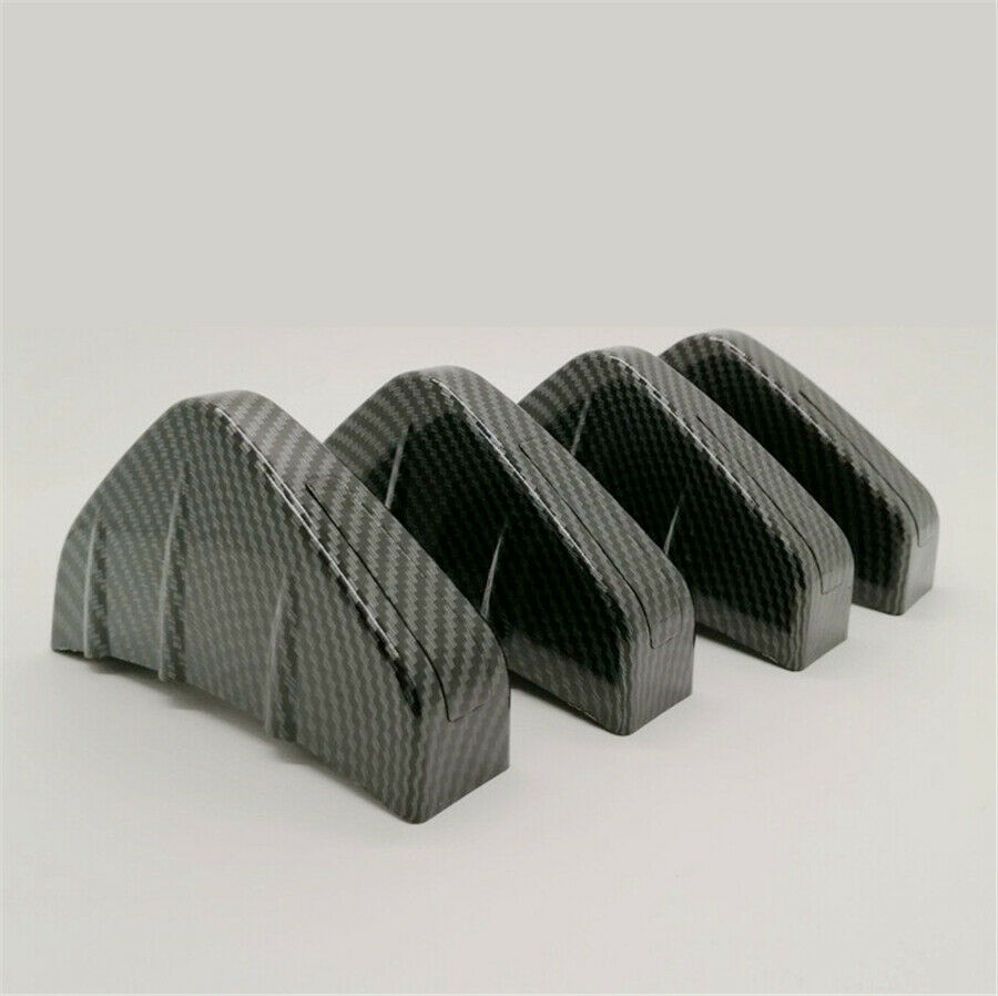 4 Pcs Carbon Fiber Style PVC Rear Bumper Diffuser Molding Point Garnish Black