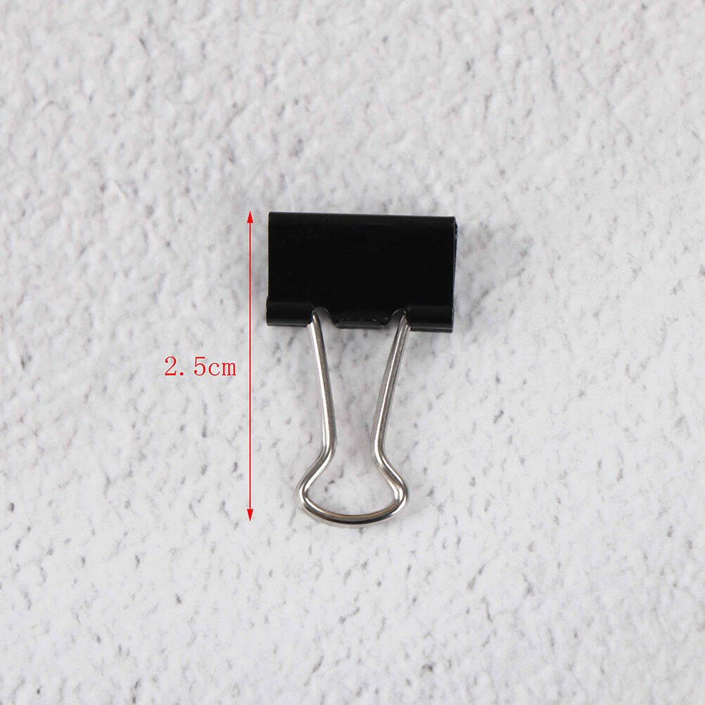12Pcs Black Metal Binder Clips File Paper Clip Photo Stationary Office Supply WF