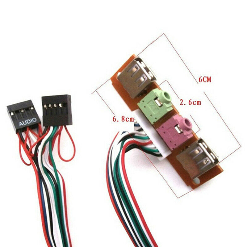 2 USB PC Computer Case 6.8CM Front Panel USB Audio Port Mic Earphone Ca MiSJCA