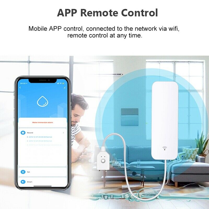 Tuya Wifi Water Leakage Alarm WIFI Leak Sensor Detector Flood Alert Overflow DD7