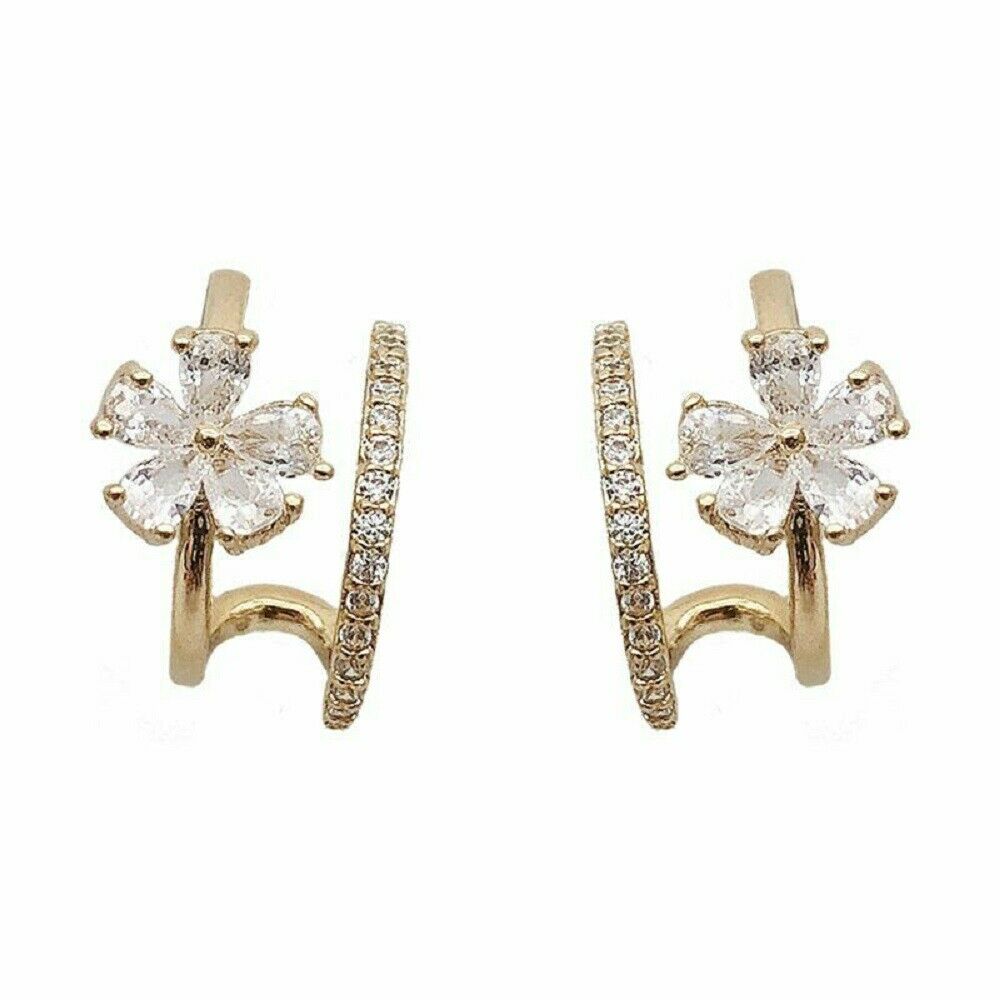 2021 Fashion Flower Zircon Earrings Ear Stud Women Wedding Party Jewellery Gifts