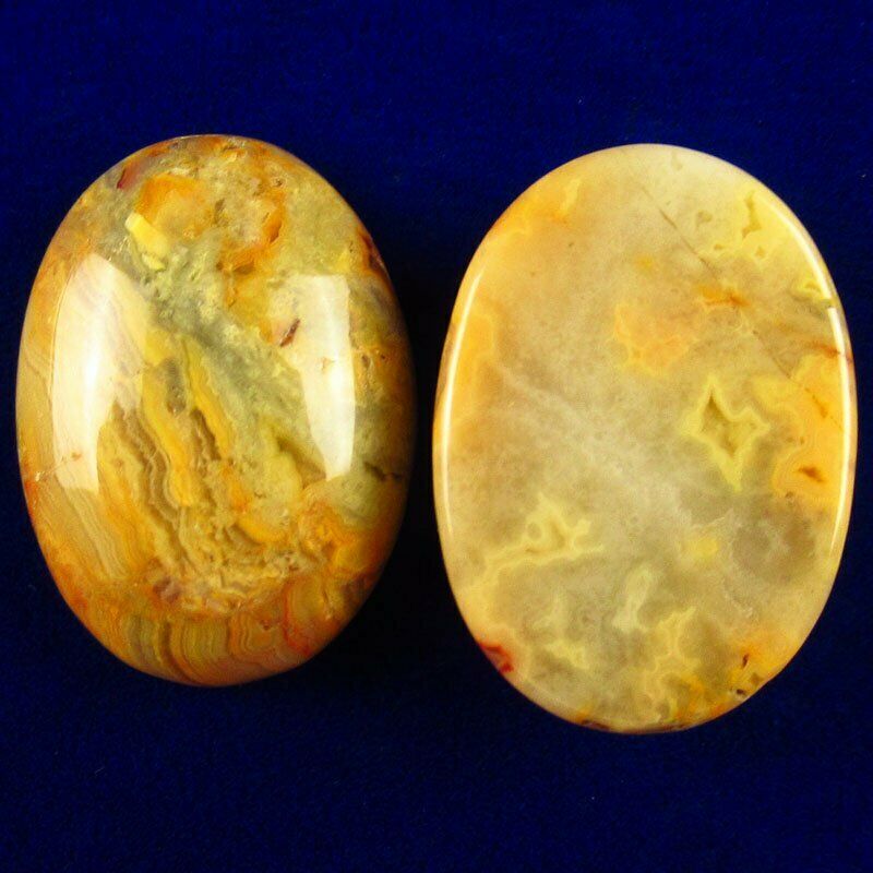 8pcs 39g Natural Yellow Crazy Lace Agate 25x18x6mm Oval Cab Cabochon A-281JM