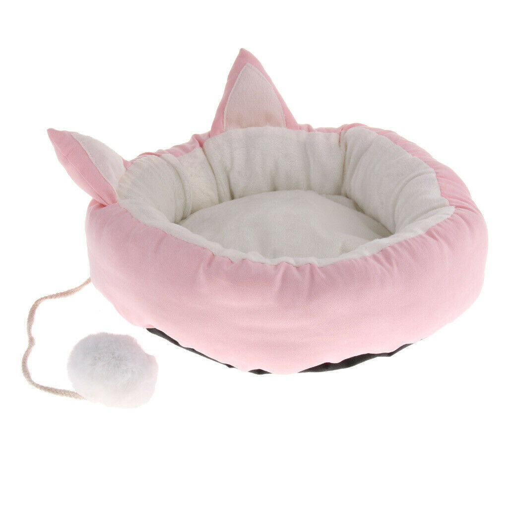 Round Plush Pet Dog Cat Rabbit Small Animals Soft Warm Cozy Bed House Sleep Nest