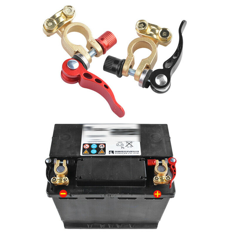 2PCS Copper Car Truck Universal Battery Terminal Pile Head w/ Disconnect Switch