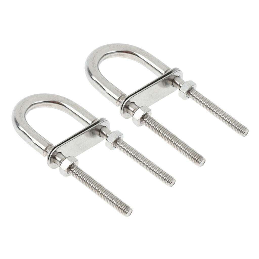 2 Pcs Marine Stainless Steel Heavy Duty Bow Eye with Safety Lock Nut (M6) Stock