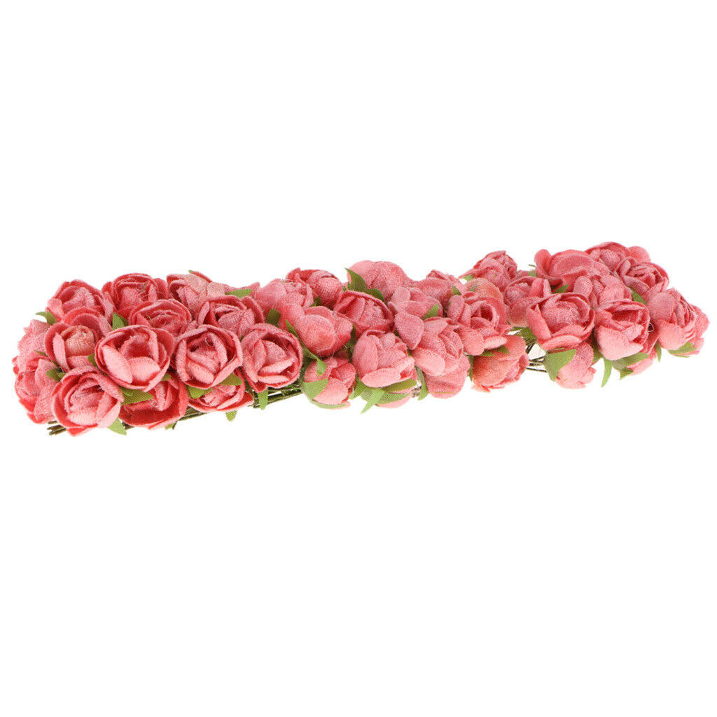 60x Wire Silk Camellia Flowers for Wedding Hair Clip Wreath DIY  Champagne