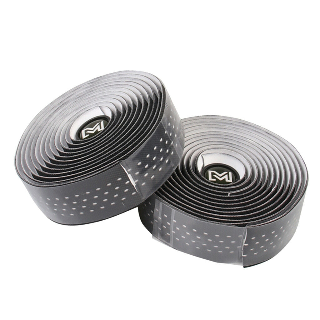 1 Pair Bicycle Handlebar Tape PU Leather Breathable Handle Bar Wrap White
