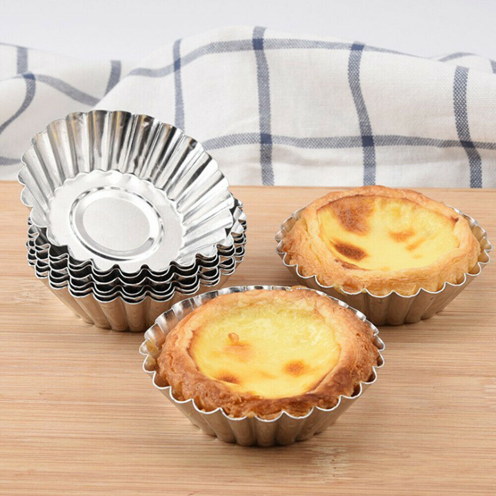 10Pcs/lot Egg Tart Aluminum Cupcake Cake Cookie Lined Mold Mould Tin Baking Tool