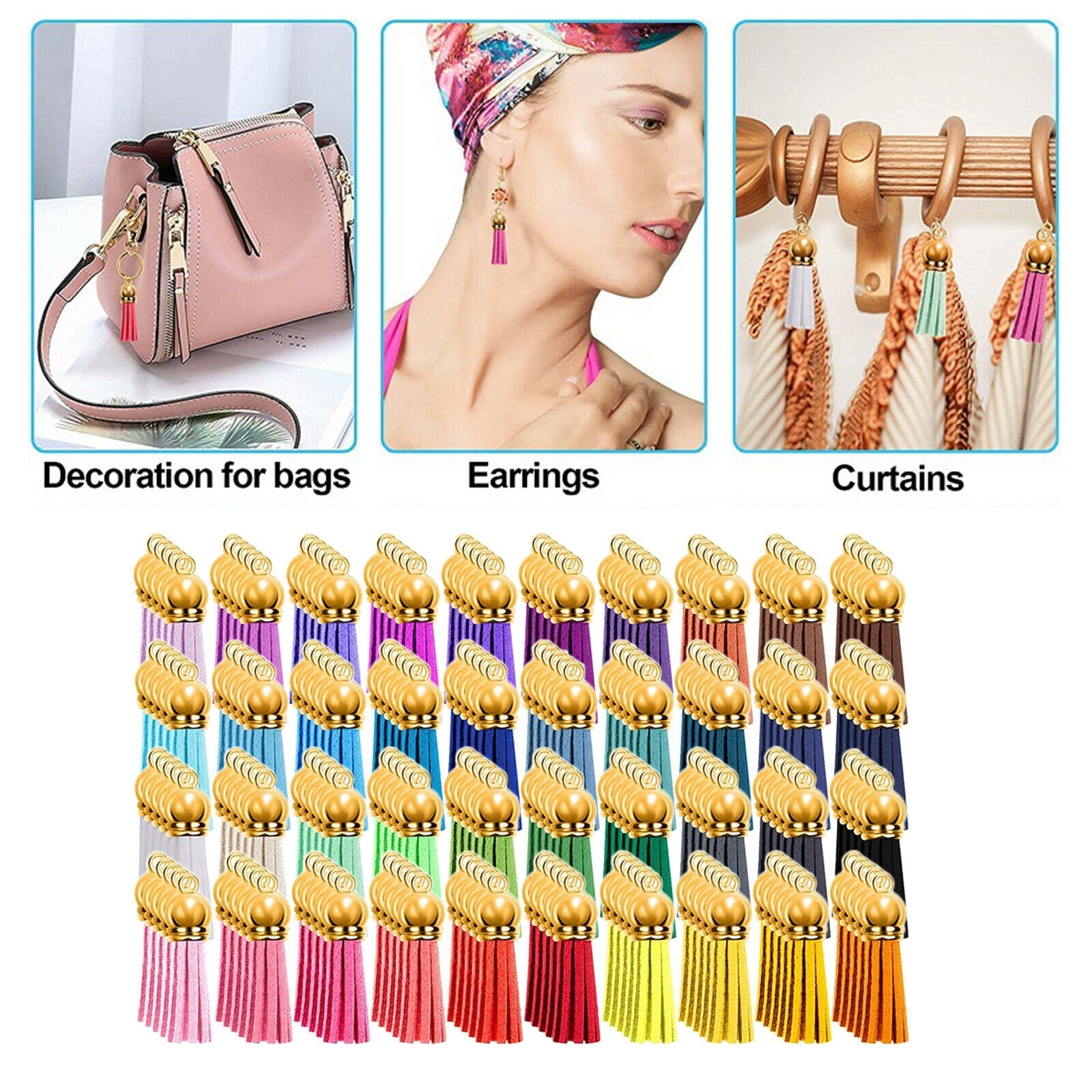 40 Colors 38mm Leather Tassel Keychain Blanks for Vinyl DIY Straps Crafting