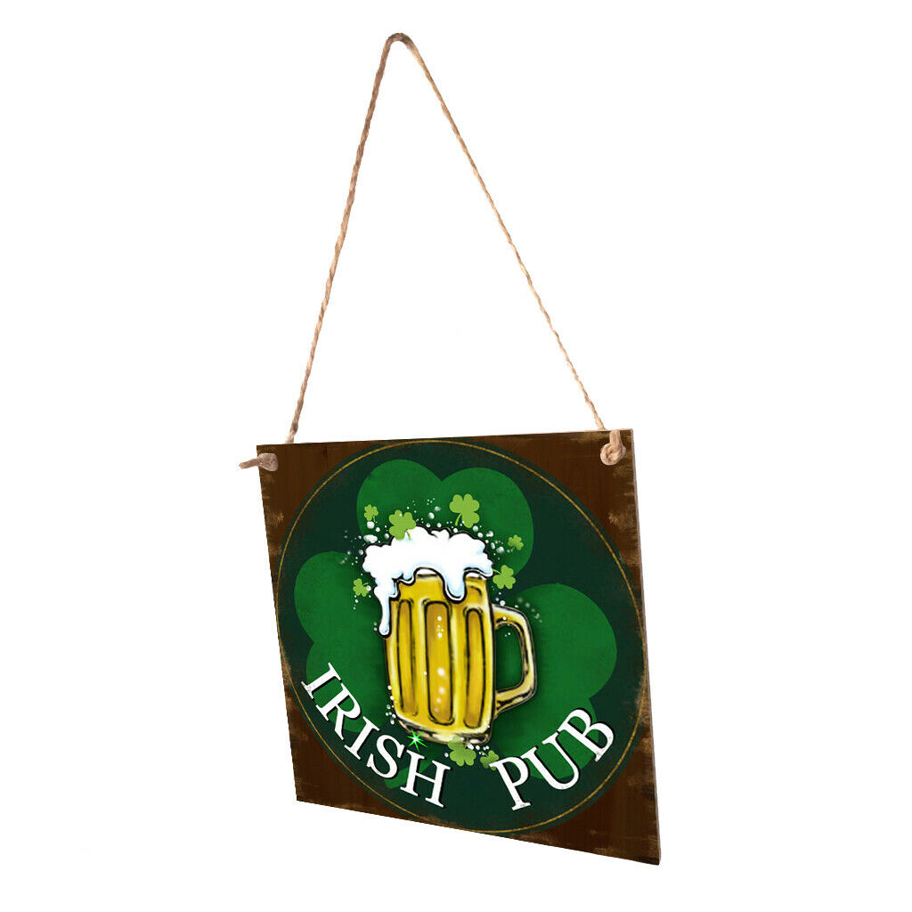 Style Chic Irish Pub Plaque Poster Novelty Hanging Wall Decor 15x15cm Green