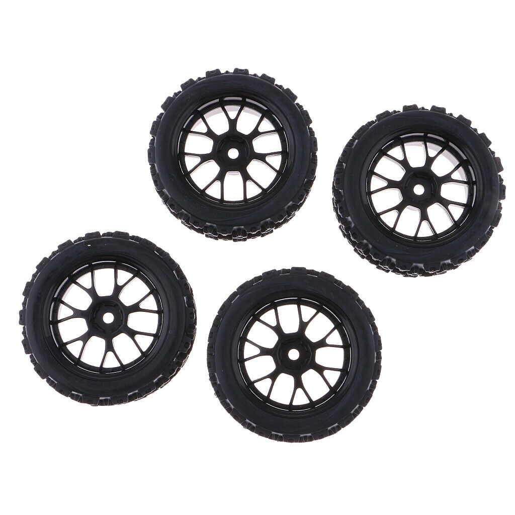 4x Rubber Tires Tyres Wheel Rim For 1/10 Scale HSP HPI RC Rally Car Accs