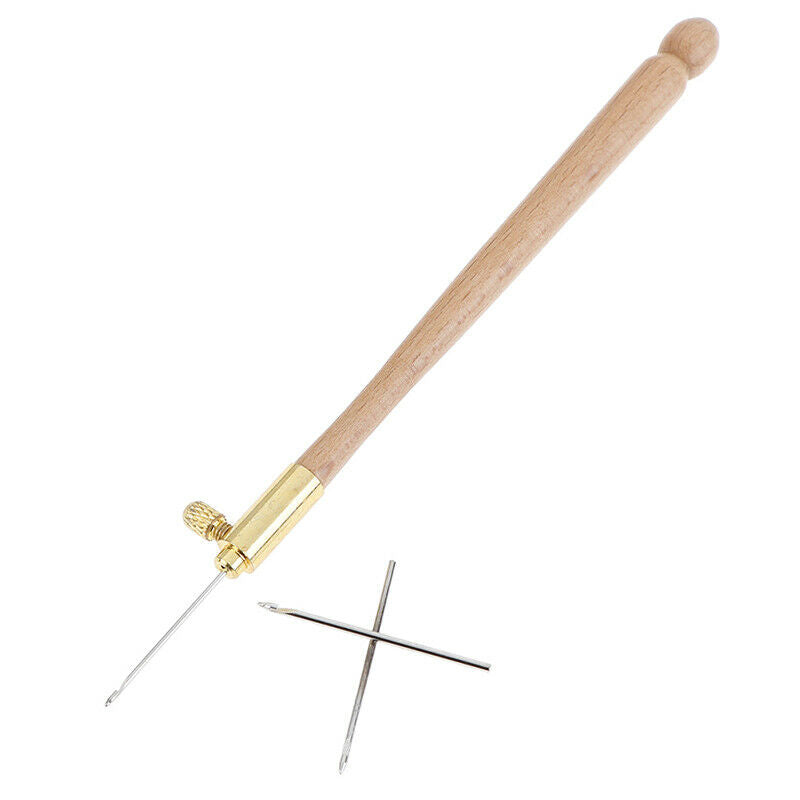 Wooden Handle Tambour Crochet Hooks Knitting Tools with 3 Needl.l8