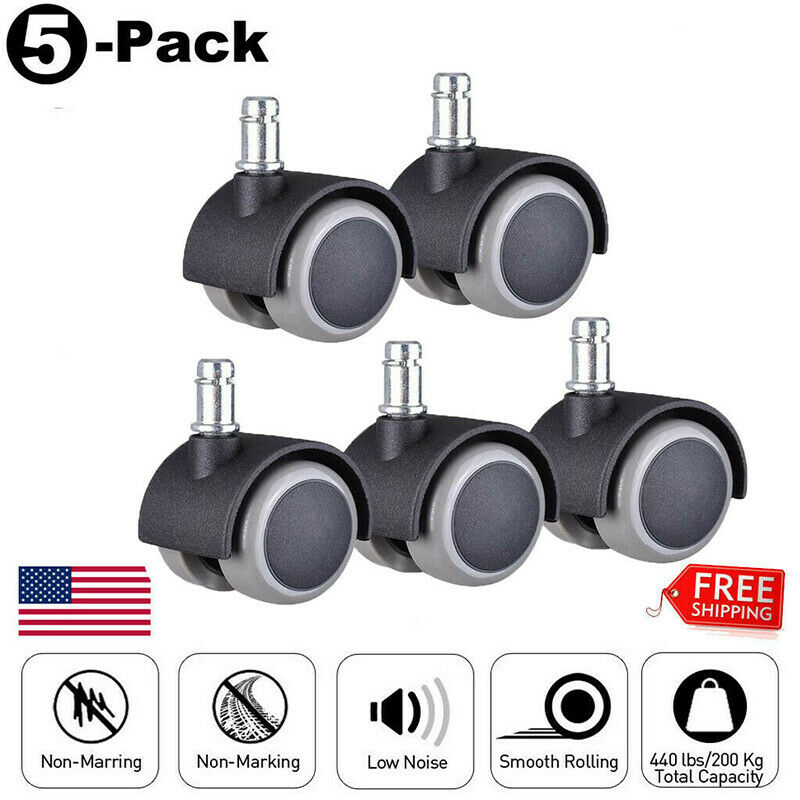 Soft PU Casters Wheels For Office Chair Hardwood Heavy Duty Replacement SeYY1