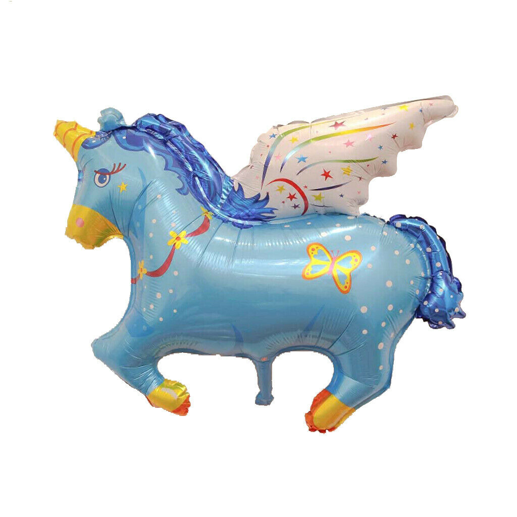 10pcs Mini Flying Horse Unicorn Foil Balloons Kids Birthday Party Decor Blue