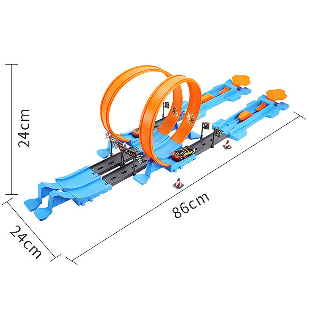 Stunt Car Racing Track DIY Assembled Rail Kits Educational Family 40pcs A