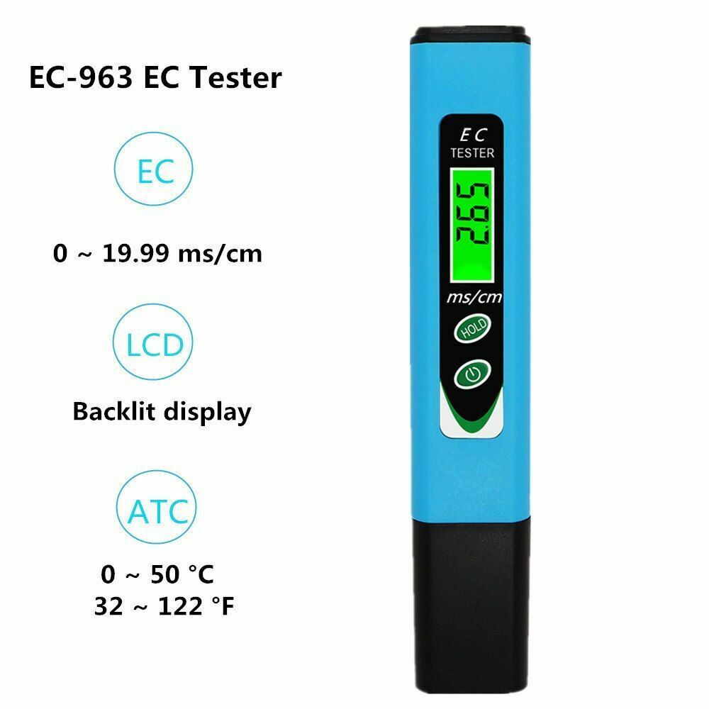 Digital Water Quality Measurement Tool Ec Meter Backlight Conductivity Tester
