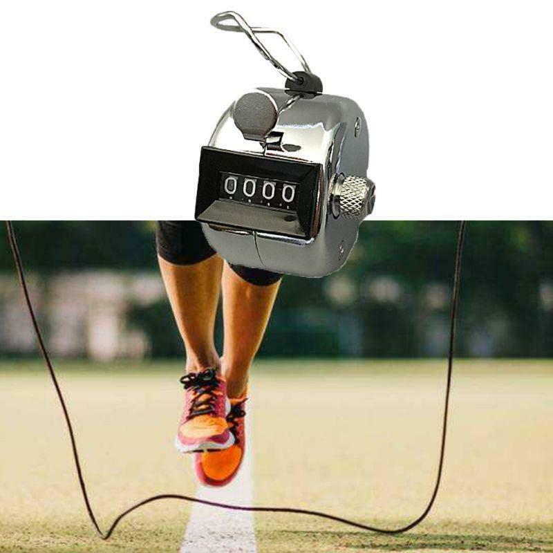 Hand Tally Counter Stainless Steel 4 Digit Mechanical Clicker with Finger Ring
