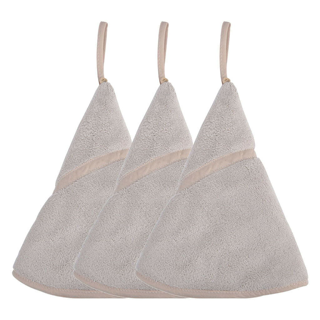 3x Luxury Cotton Hand Face Towel Wash Cloth Hanky with Hanging Loop Brown