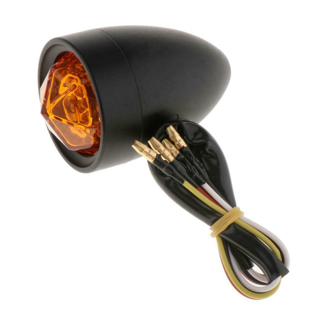 Set of 2 Motorcycle Scooter Amber Turn Signals Indicator Lights Lamp Black