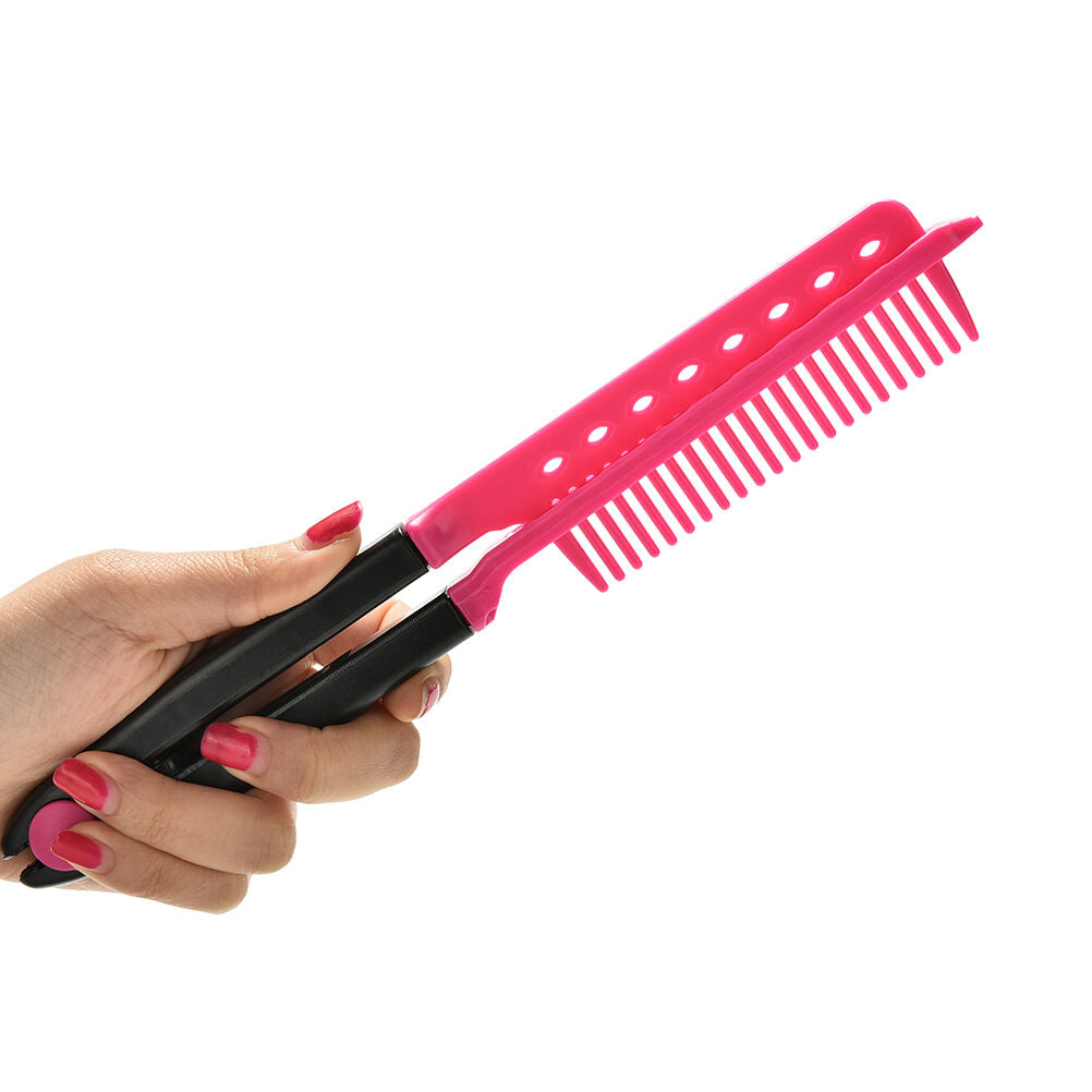 Folding V Comb Hair Straightener Hairdressing Salon Straightening Brush Usefu Tt
