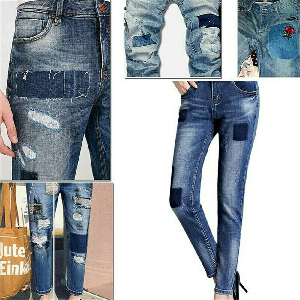 20 Assorted Iron On Denim Fabric Mending Patches Repair Kit for Denim Jeans USA