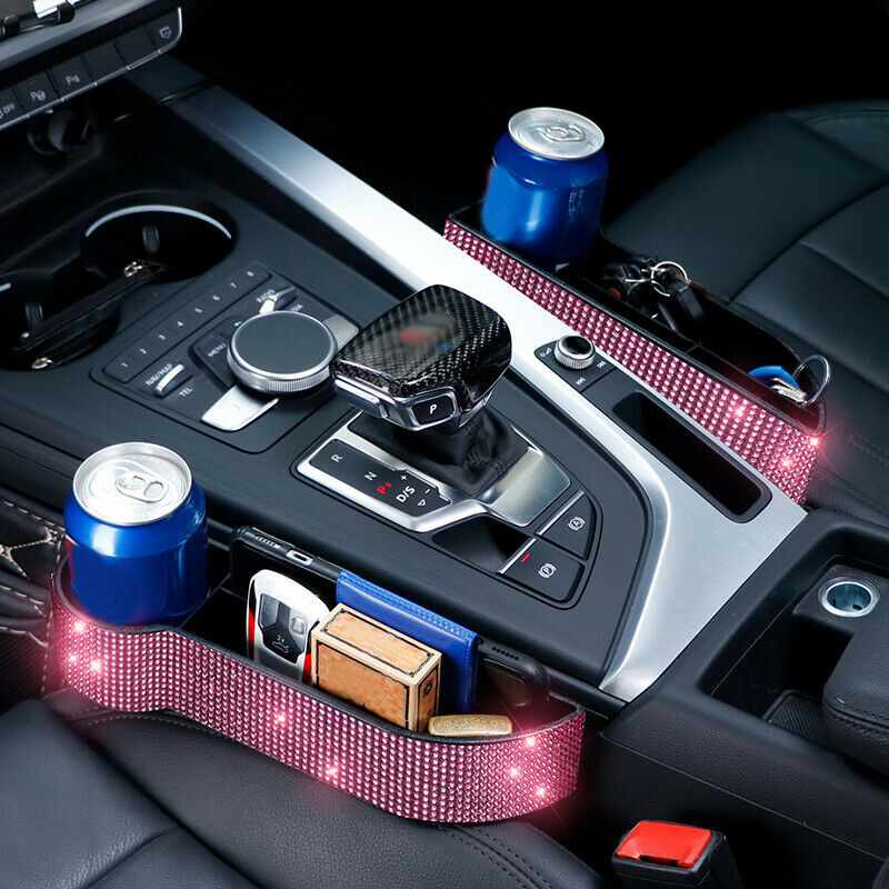 2X Car Seat Side Organizer Shine Diamond Storage Box SUV Multi Pocket Cup Holder