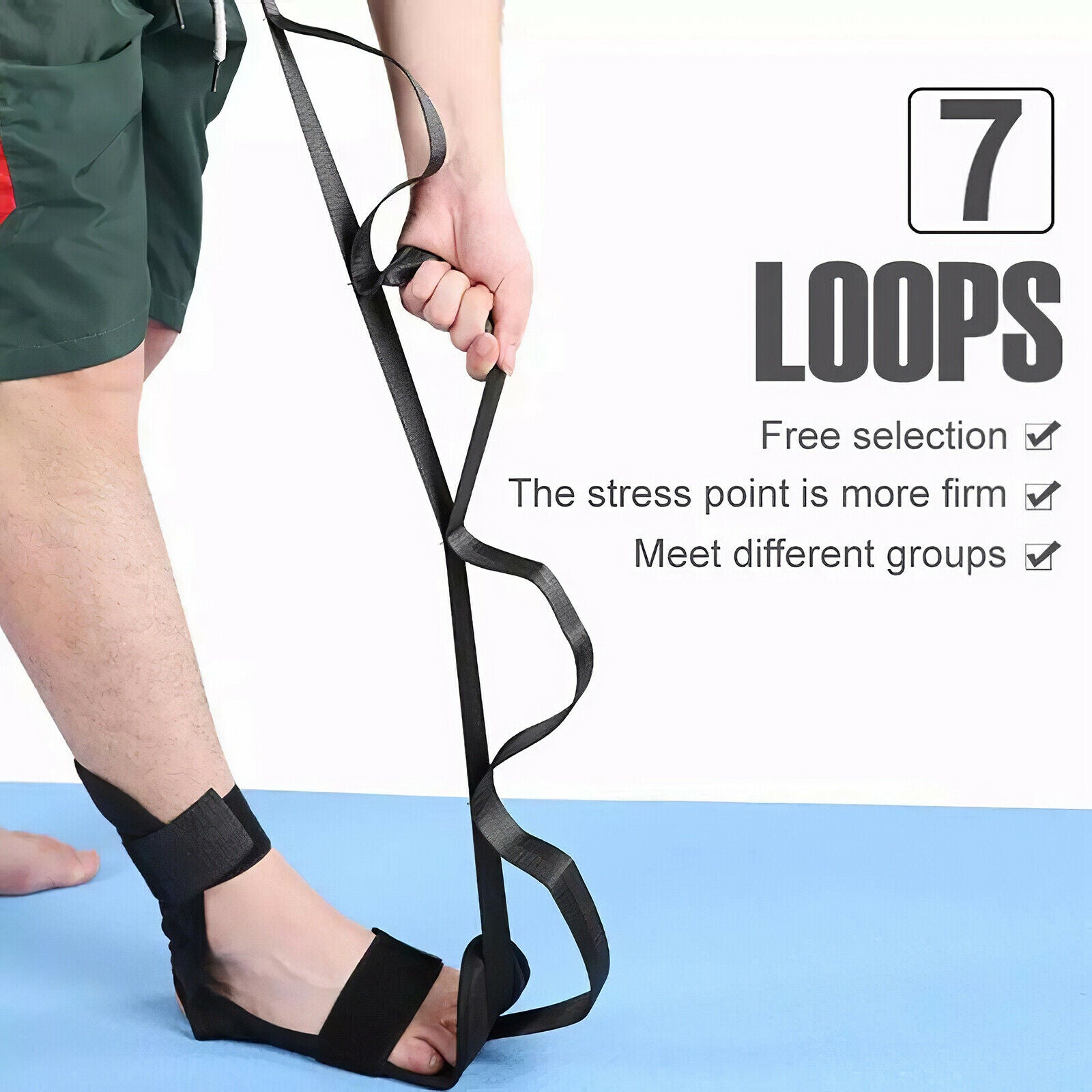 7-Loop Yoga Ligament Stretching Strap Belt Foot Drop Strap Stretcher Hamstring