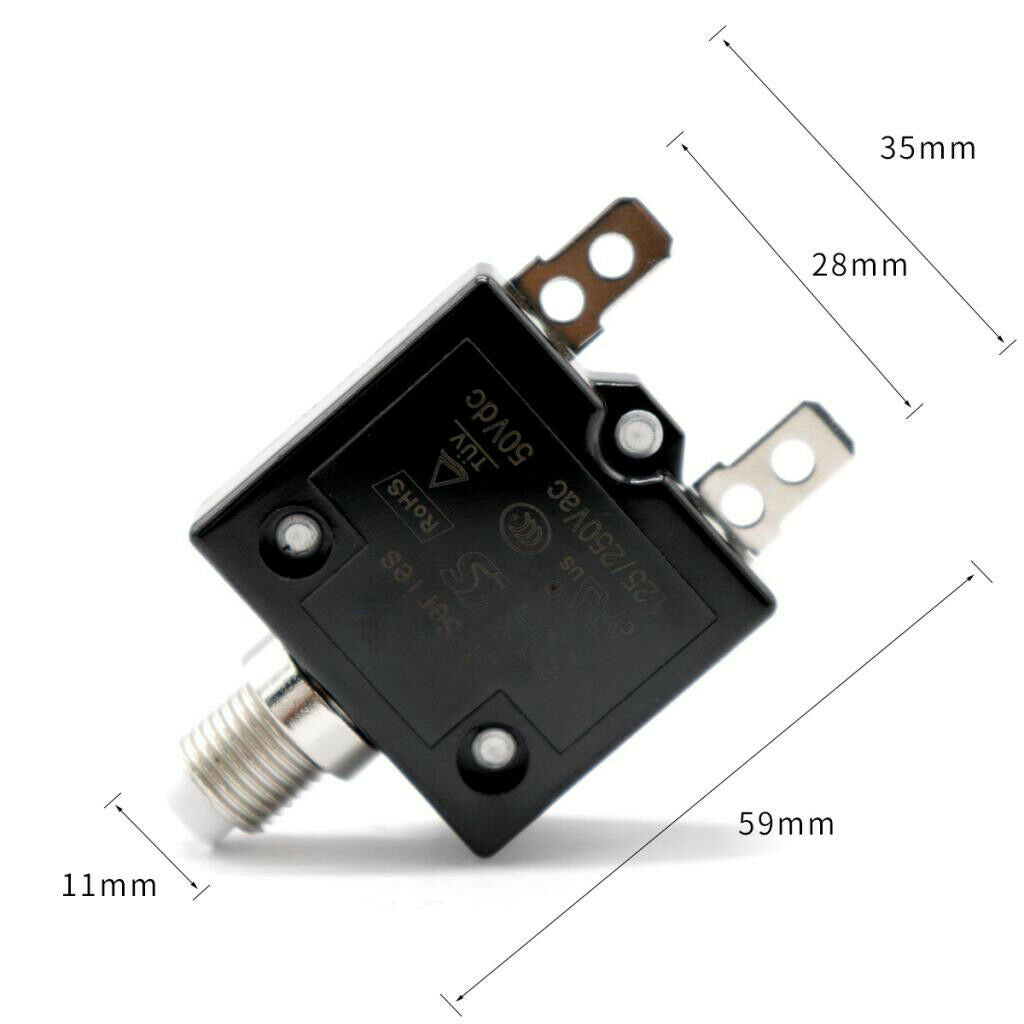 Push Button Resettable Circuit Breaker with 2 Quick Terminals