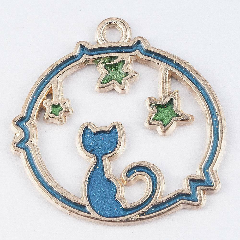 8*/Set Enamel Moon Star Planet Charms Pendant Jewelry Findings DIY Craft Making