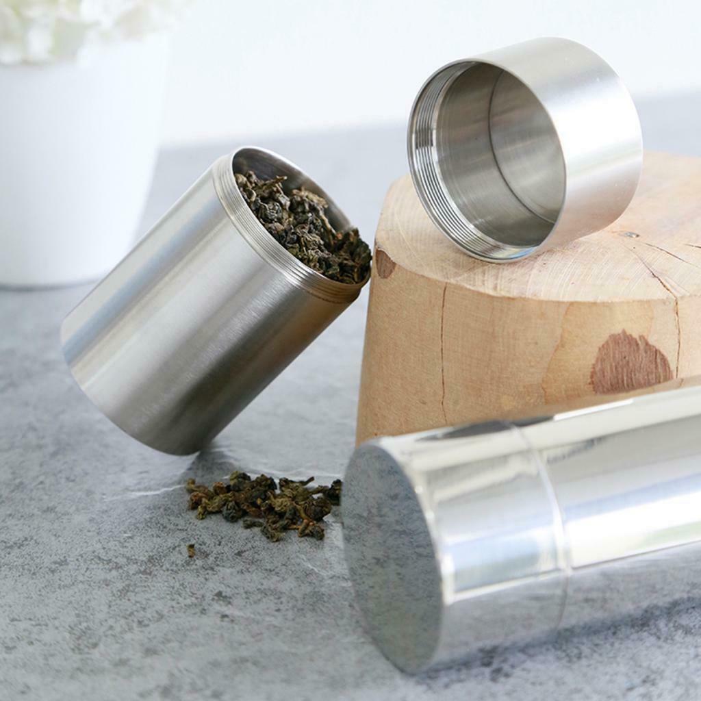 Stainless Steel Jar with Airtight Lid - Small Coffee Tea Canister Tin for