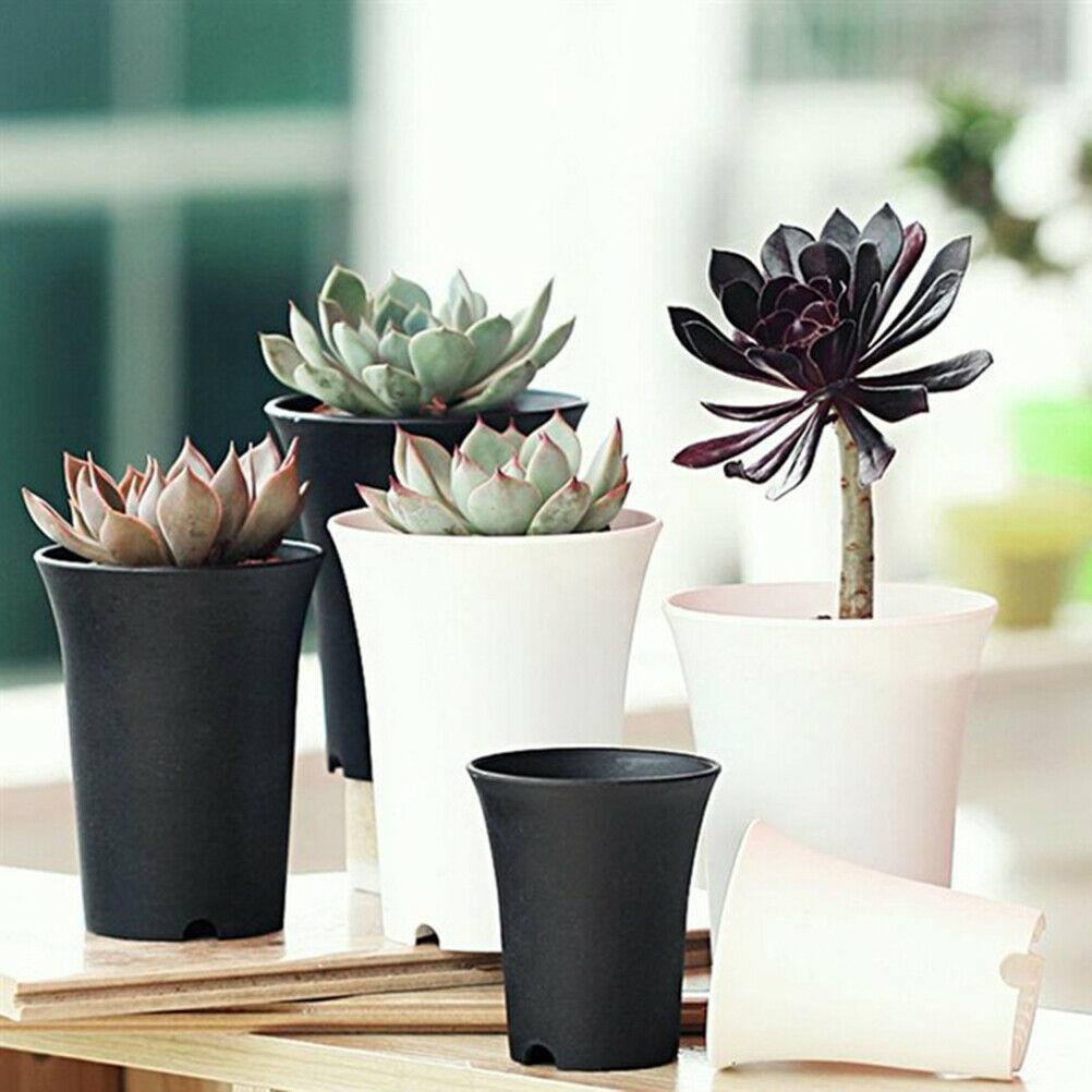 1pc Plastic Round Succulents Pots Flower Planter for Garden Decorati.TML Qx