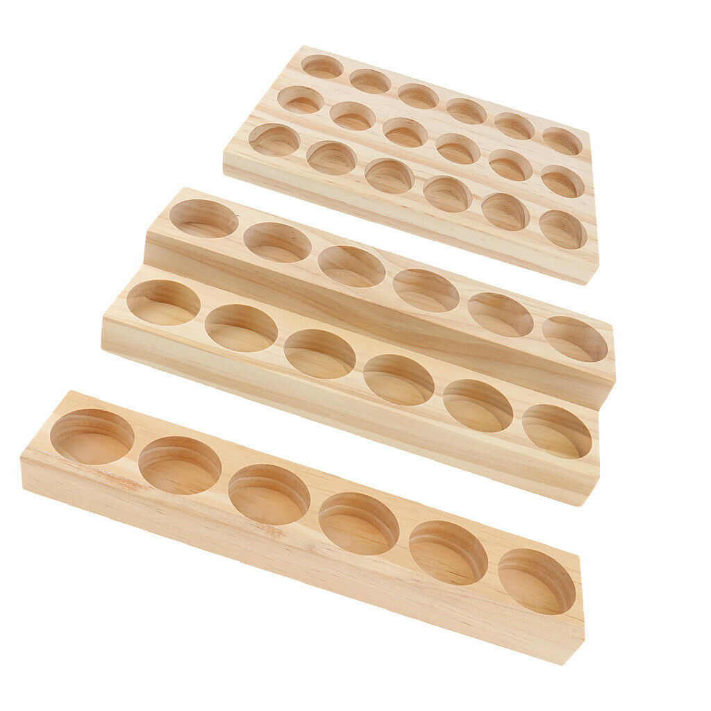 Lots 3 Natural Wood Essential Oil Display Storage Rack Holder Organizer
