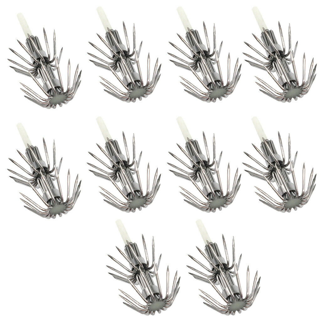 2X 10pcs Stainless Steel Luminous Squid Lure Hooks Fishing Egi Jig Hooks  020