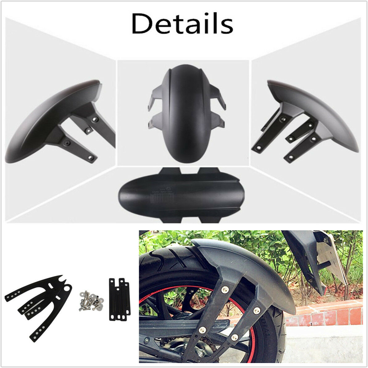 No Groove Tires Universal Black PVC Motorcycle Rear Wheel Fender Splash Guard