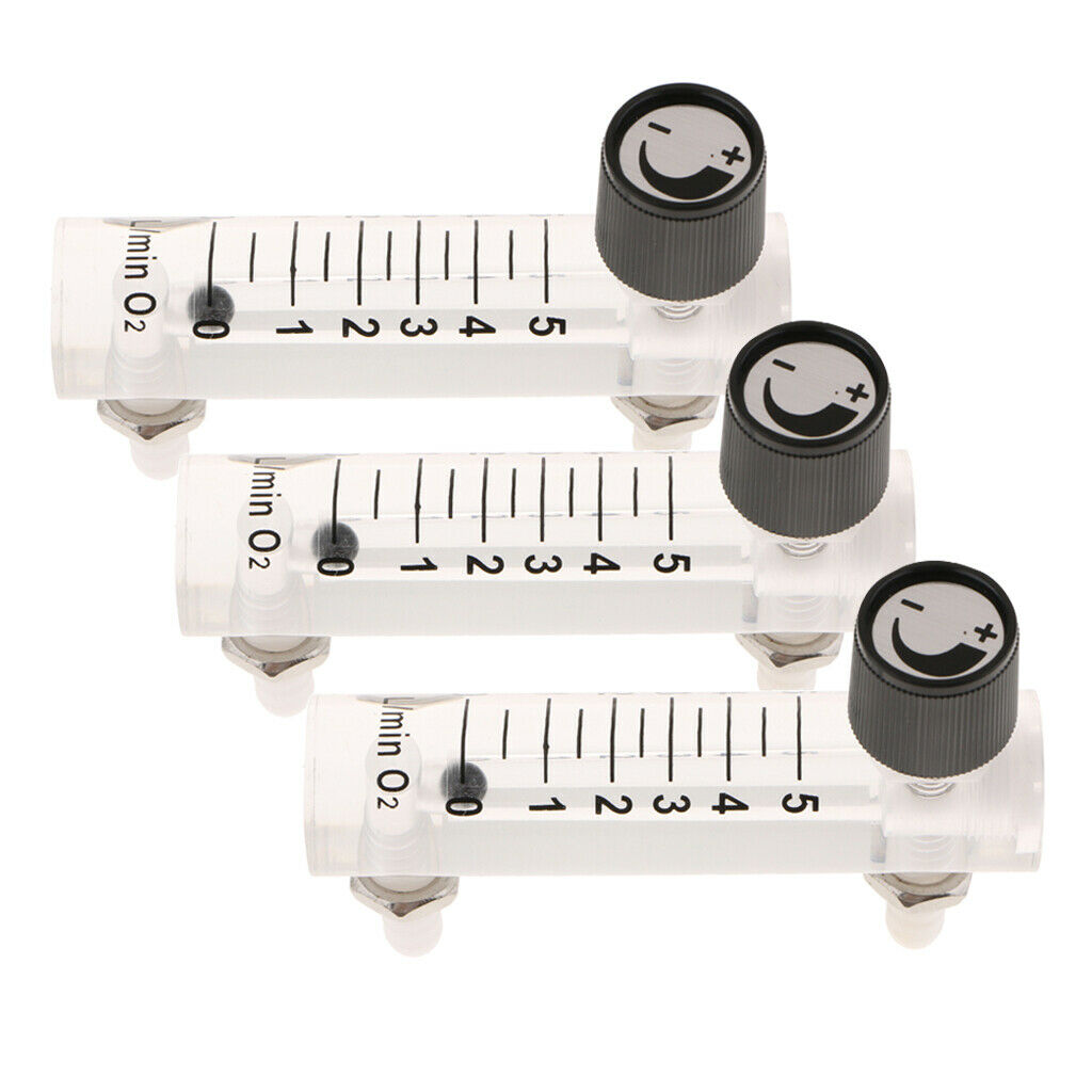 3Pcs Oxygen Ozone Air Flow Meter Flowmeter Tools Acrylic with Control Valve