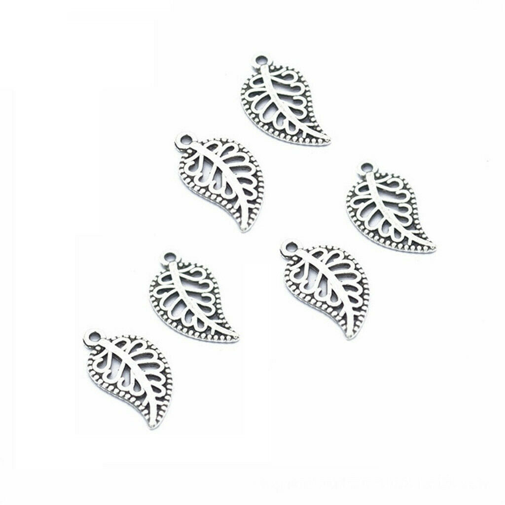 75x Hollow Filigree Leaf DIY Jewellery Making Findings Dangle Charm Pendants