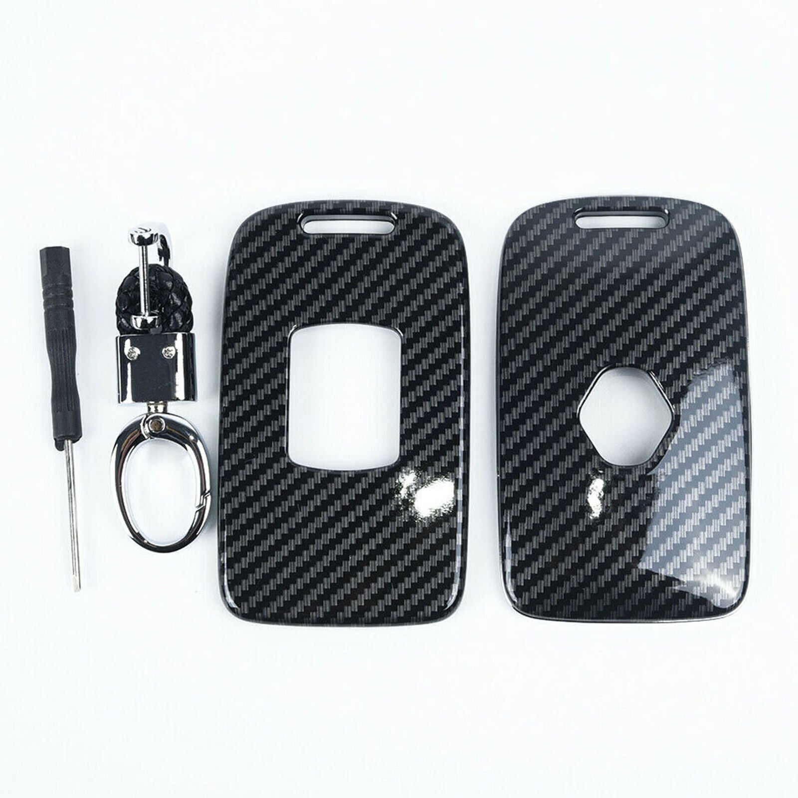 For Renault Kadjar Megane Koleos Carbon Fiber Car Key Cover Fob Case Accessories
