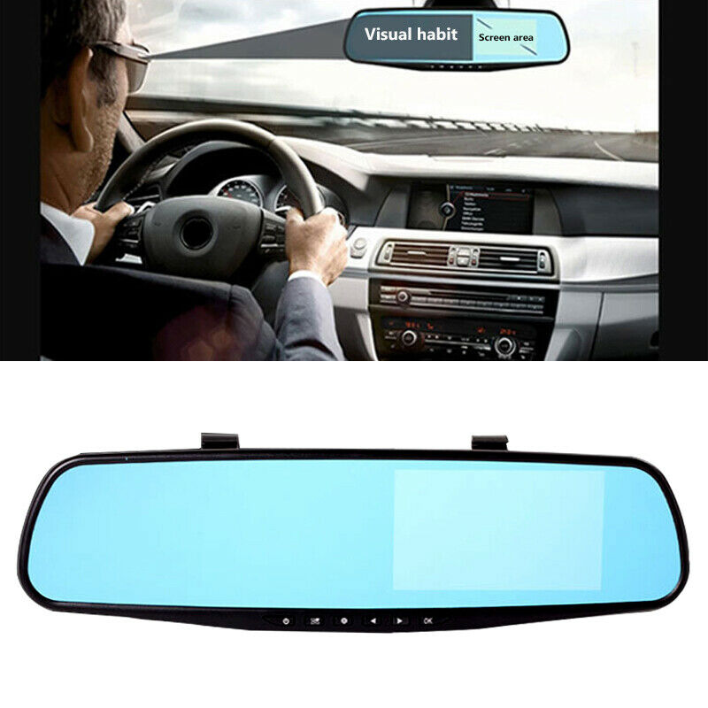4.3inch HD Car SUV DVR Rear View Mirror Video Recorder Dual Cam Reversing Camera