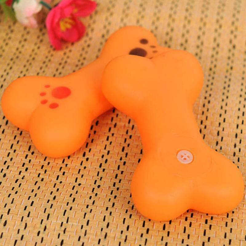 Dog Chew Toys Squeak Bones Paws Print Non-Toxic Plastic for Puppy Clean Teeth