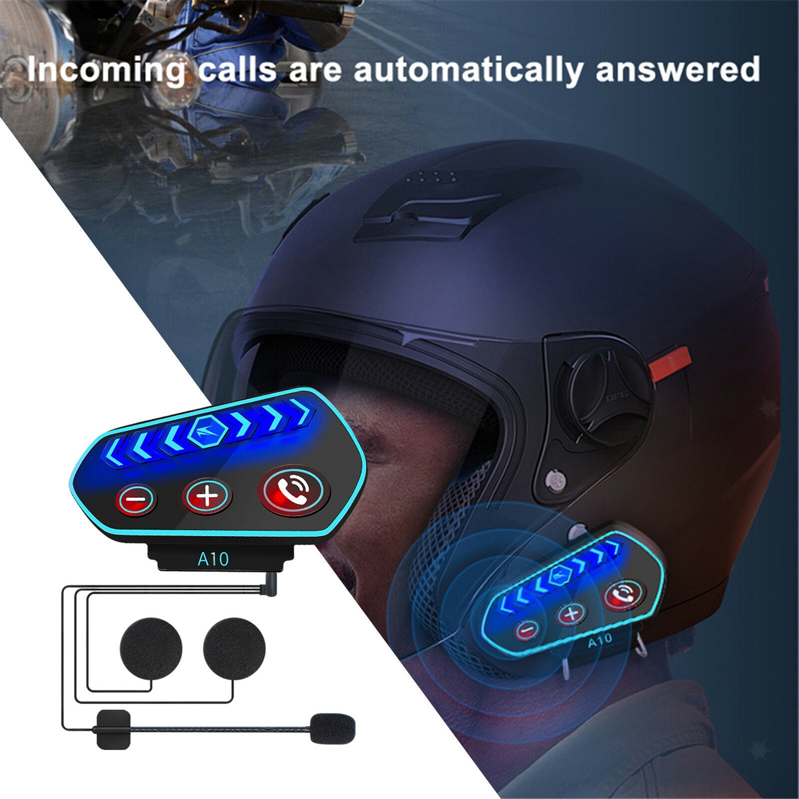 2021 Motorcycle Helmet Headset IP67 Waterproof Bluetooth 5.0 Headphone
