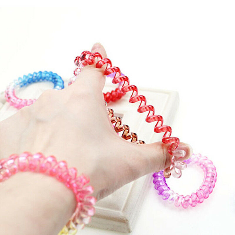 10pcs Gradient color elastic telephone wire cord head ties hair band rop.l8