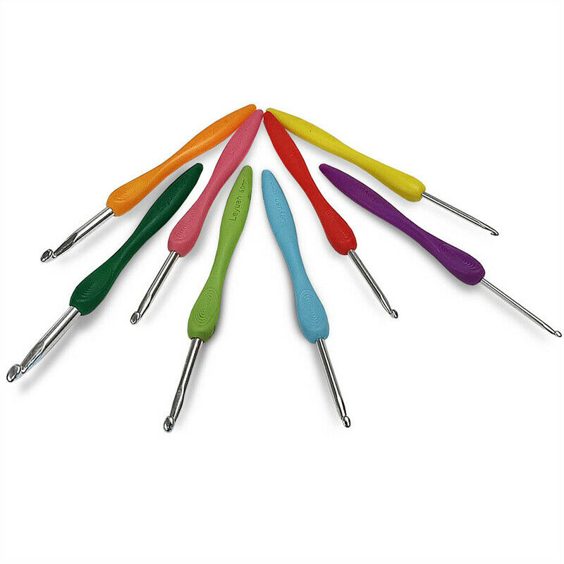 8pcs/set  2.5-6.0mm Aluminum Crochet Needles Cushioned Handles Knitting NeedFCA