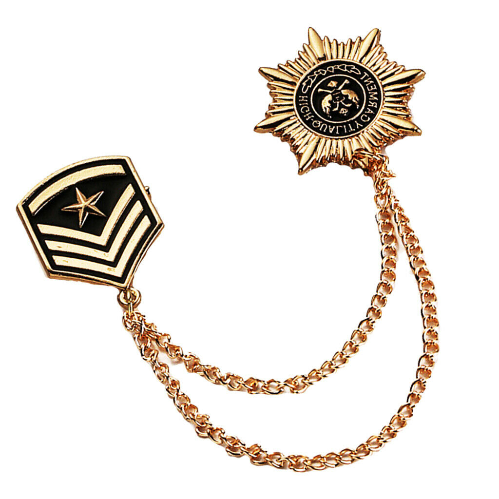 Medal Badge Chain Lapel Brooch Pin Fancy Dress Militray Uniform Corsage