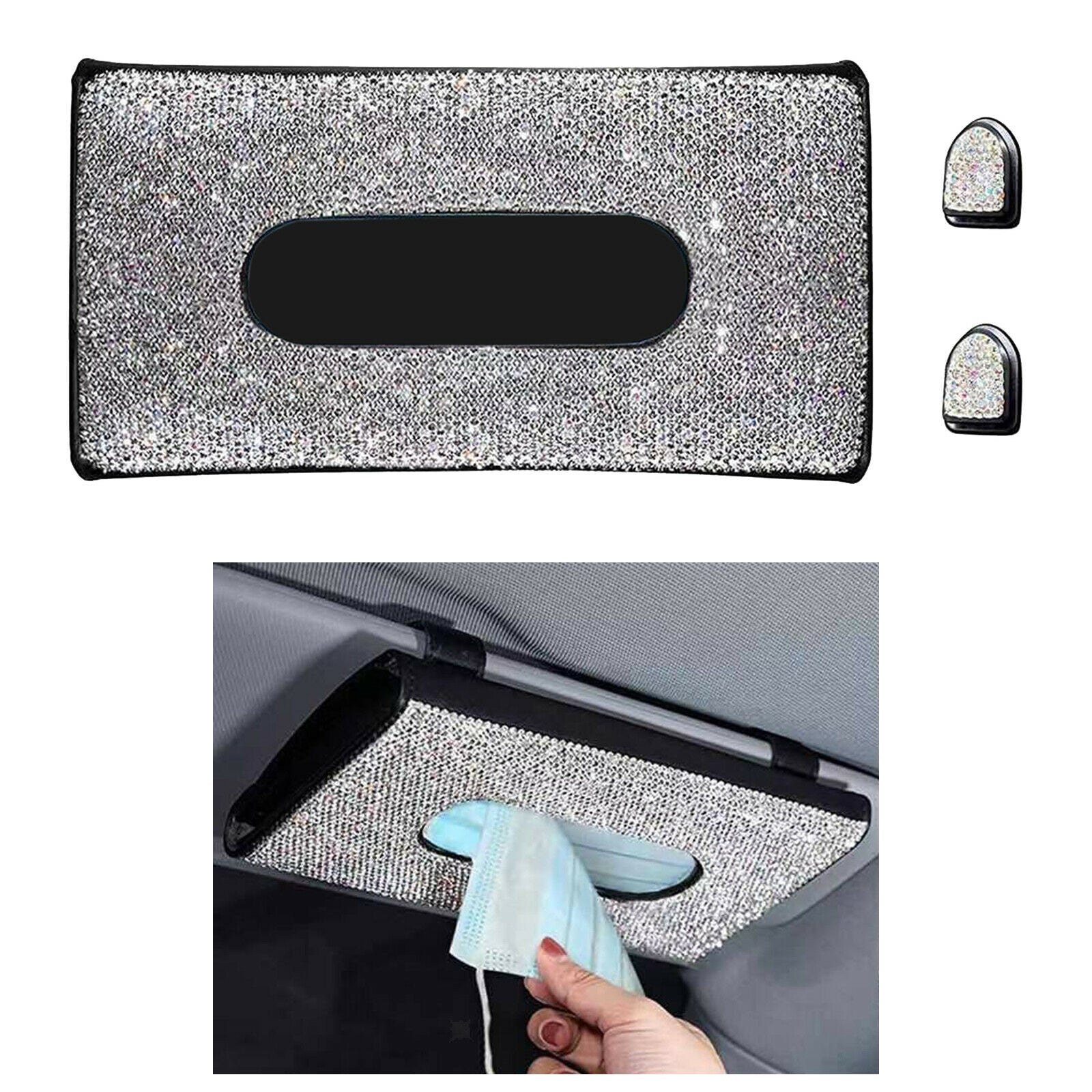 Stylish Car Tissue Holder Truck Boat Vehicle Napkin Box Shining Masks Clips